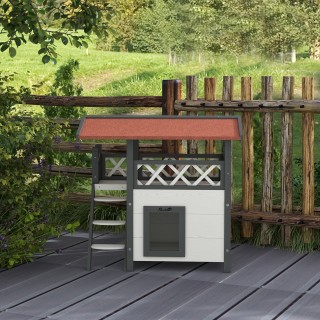 PawHut Outdoor Cat House με Βεράντα και Ξύλινη Σκάλα, 77x50x73cm, Λ... PawHut Outdoor Cat House με Βεράντα και Ξύλινη Σκάλα, 77x50x73cm, Λ...