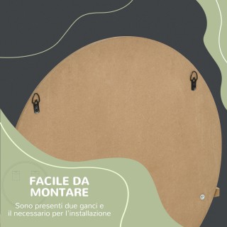 kleankin Στρογγυλός καθρέφτης μπάνιου σε μοριοσανίδα και γυαλί με ρ...