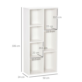 HOMCOM Modern Cube Βιβλιοθήκη με 7 Ράφια, σε μοριοσανίδα, 50x24x106...