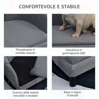 Καναπές για Κατοικίδια 98.5 x 60.5 x 35.5 cm Χρώματος Γκρι PawHut D...