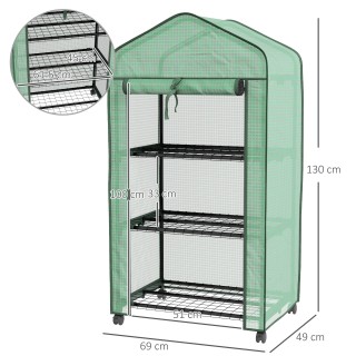 Outsunny Mini Garden Greenhouse με κάλυμμα PE, 3 ράφια και ρόδες, 6... Outsunny Mini Garden Greenhouse με κάλυμμα PE, 3 ράφια και ρόδες, 6...