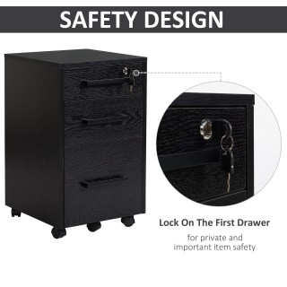 HOMCOM θήκη εγγράφων γραφείου με 3 συρτάρια 5 ρόδες Μαύρο 39,2x40x6...