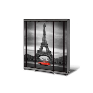 Φορητή Υφασμάτινη Ντουλάπα με Μεταλλικό Σκελετό 135 x 175 x 45 cm P...