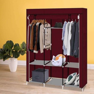 Φορητή Υφασμάτινη Ντουλάπα με Μεταλλικό Σκελετό 130 x 45 x 170 cm Χ...