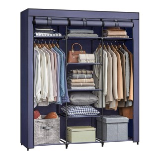 Φορητή Υφασμάτινη Ντουλάπα με Μεταλλικό Σκελετό Χρώματος Σκούρο Μπλ... Φορητή Υφασμάτινη Ντουλάπα με Μεταλλικό Σκελετό Χρώματος Σκούρο Μπλ...