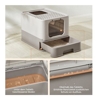 Φορητή Κλειστή Τουαλέτα Γάτας 54.3 x 42.5 x 37.8 cm Χρώματος Taupe ...