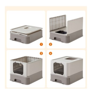 Φορητή Κλειστή Τουαλέτα Γάτας 54.3 x 42.5 x 37.8 cm Χρώματος Taupe ... Φορητή Κλειστή Τουαλέτα Γάτας 54.3 x 42.5 x 37.8 cm Χρώματος Taupe ...