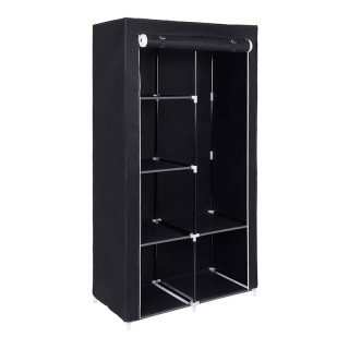 Φορητή Υφασμάτινη Ντουλάπα με Μεταλλικό Σκελετό Χρώματος Μαύρο 88 x...