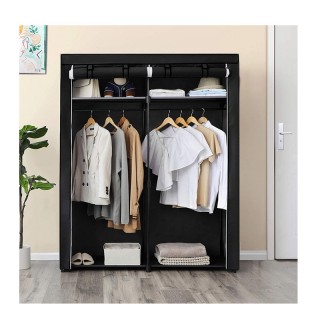 Φορητή Υφασμάτινη Ντουλάπα με Μεταλλικό Σκελετό Χρώματος Μαύρο 140 ... Φορητή Υφασμάτινη Ντουλάπα με Μεταλλικό Σκελετό Χρώματος Μαύρο 140 ...