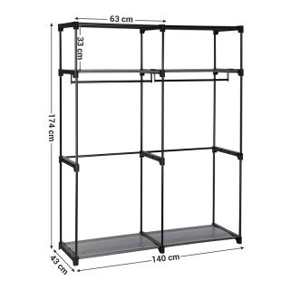 Φορητή Υφασμάτινη Ντουλάπα με Μεταλλικό Σκελετό Χρώματος Μαύρο 140 ... Φορητή Υφασμάτινη Ντουλάπα με Μεταλλικό Σκελετό Χρώματος Μαύρο 140 ...