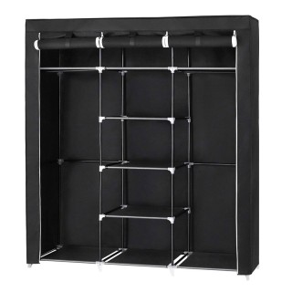 Φορητή Υφασμάτινη Ντουλάπα με Μεταλλικό Σκελετό Χρώματος Μαύρο 150 ... Φορητή Υφασμάτινη Ντουλάπα με Μεταλλικό Σκελετό Χρώματος Μαύρο 150 ...