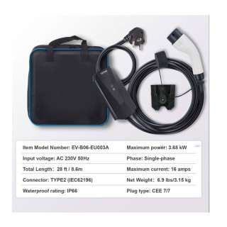 Φορητός Επιτοίχιος Φορτιστής Ηλεκτρικού Αυτοκινήτου EV Type 2 3.68 ... Φορητός Επιτοίχιος Φορτιστής Ηλεκτρικού Αυτοκινήτου EV Type 2 3.68 ...