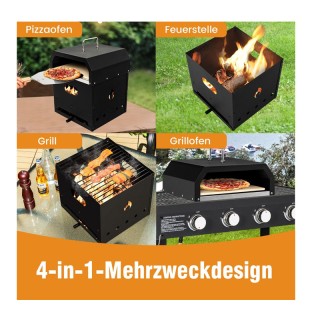 Φορητός Φούρνος Πίτσας με Κάρβουνο Πολλαπλών Χρήσεων 4 σε 1 36 x 33...