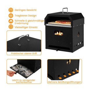 Φορητός Φούρνος Πίτσας με Κάρβουνο Πολλαπλών Χρήσεων 4 σε 1 36 x 33... Φορητός Φούρνος Πίτσας με Κάρβουνο Πολλαπλών Χρήσεων 4 σε 1 36 x 33...