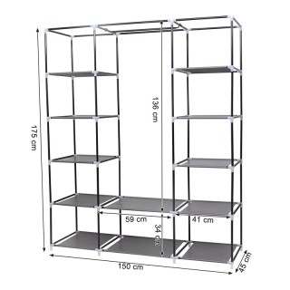 Φορητή Υφασμάτινη Ντουλάπα με Μεταλλικό Σκελετό 175 x 150 x 45 cm Χ... Φορητή Υφασμάτινη Ντουλάπα με Μεταλλικό Σκελετό 175 x 150 x 45 cm Χ...