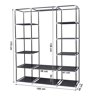 Φορητή Υφασμάτινη Ντουλάπα με Μεταλλικό Σκελετό 175 x 150 x 45 cm Χ... Φορητή Υφασμάτινη Ντουλάπα με Μεταλλικό Σκελετό 175 x 150 x 45 cm Χ...