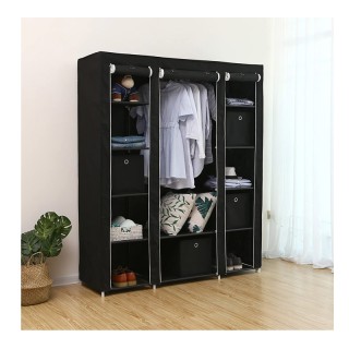 Φορητή Υφασμάτινη Ντουλάπα με Μεταλλικό Σκελετό 175 x 150 x 45 cm Χ...