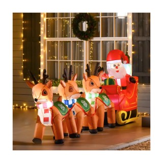 Φουσκωτός Άγιος Βασίλης με Έλκηθρο και LED Φωτισμό 319 x 59 x 132 c...
