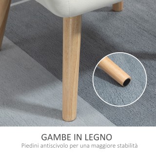 Πολυθρόνα Scandinavian Design HOMCOM σε Ξύλο και Κρεμ βελούδο εφέ, ...