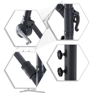 Ομπρέλα κήπου Outsunny με μανιβέλα, Φ3x2,5m, Λευκό 84D-037CW