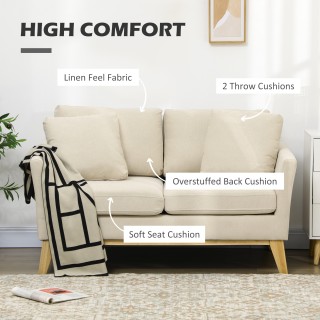 Διθέσιος καναπές HOMCOM από ύφασμα όψης από ξύλο ευκάλυπτου και λιν...