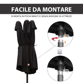 Outsunny Διπλή Ομπρέλα Κήπου με Άνοιγμα Στρόφαλου, Ατσάλι και Πολυε... Outsunny Διπλή Ομπρέλα Κήπου με Άνοιγμα Στρόφαλου, Ατσάλι και Πολυε...