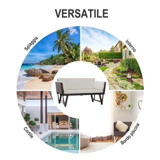 Outsunny 2θέσιος καναπές κήπου που μετατρέπεται σε PE Rattan Lounge... Outsunny 2θέσιος καναπές κήπου που μετατρέπεται σε PE Rattan Lounge...