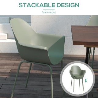 Outsunny Σετ 4 στοιβαζόμενες καρέκλες κήπου με αντιολισθητικά πόδια... Outsunny Σετ 4 στοιβαζόμενες καρέκλες κήπου με αντιολισθητικά πόδια...