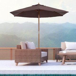 Ομπρέλα Outsunny Garden and Terrace σε Ξύλο Πολυεστέρα 2,5x2,3m καφ...
