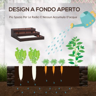 Outsunny υπερυψωμένος κήπος 3 επιπέδων από συνθετικό ρατάν χωρίς πά...