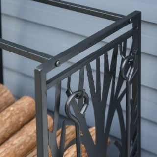 Μεταλλική Θήκη για Ξύλα με Αξεσουάρ 46 x 29 x 70 cm Μαύρη 842-160 H...