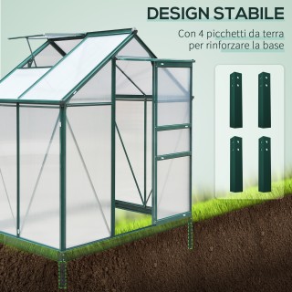 Outsunny Polycarbonate Garden Garden Anti UV 190x132x201cm, Φυτικό ...