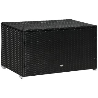 Outsunny Rattan and Steel Garden Storage Box με Καπάκι, 95x60x58cm,...