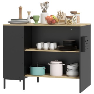 HOMCOM Kitchen Island με ράφια, σχάρα μαχαιριών και ντουλάπι με συρ...