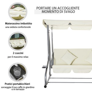 Outsunny 3θέσιο κρεβάτι κήπου με ρυθμιζόμενη οροφή και 2 ποτηροθήκε... Outsunny 3θέσιο κρεβάτι κήπου με ρυθμιζόμενη οροφή και 2 ποτηροθήκε...