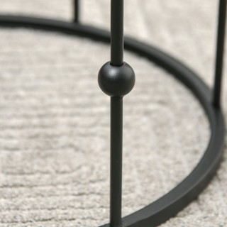 HOMCOM Σετ 2 Στοιβαζόμενα Τραπεζάκια Σαλονιού από μέταλλο και σκληρ...