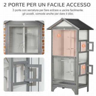 PawHut Spruce Outdoor Bird Aviary, 80,5x57x158,5cm, Ανοιχτό Γκρι D1...