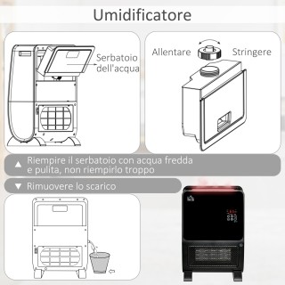 HOMCOM 2 σε 1 Ηλεκτρικός Θερμοσίφωνας με Υγραντήρα, Φως LED 3 Χρωμά...