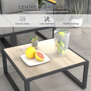 Outsunny Κήπος Σαλόνι με Καναπέ και Τραπέζι σαλονιού Αλουμινίου με ...