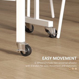 HOMCOM Μοντέρνο Πτυσσόμενο Τραπέζι με 2 Φύλλα με Ροδάκια από MDF κα...