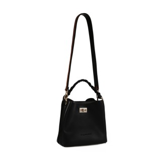 Γυναικεία Τσάντα Χειρός με Πλεκτό Χερούλι Χρώματος Μαύρο Beverly Hi... Γυναικεία Τσάντα Χειρός με Πλεκτό Χερούλι Χρώματος Μαύρο Beverly Hi...