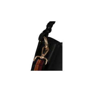 Γυναικεία Τσάντα Χειρός με Πλεκτό Χερούλι Χρώματος Μαύρο Beverly Hi...