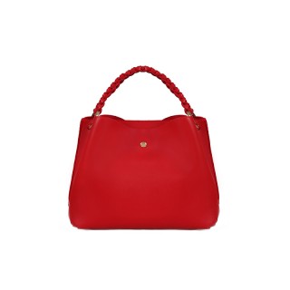 Γυναικεία Τσάντα Χειρός με Πλεκτό Χερούλι Χρώματος Κόκκινο Beverly ...