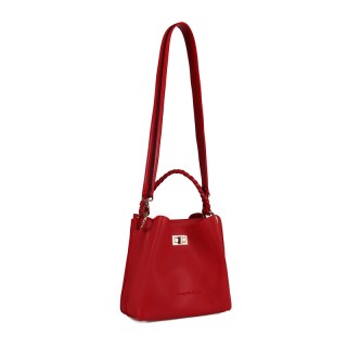 Γυναικεία Τσάντα Χειρός με Πλεκτό Χερούλι Χρώματος Κόκκινο Beverly ...