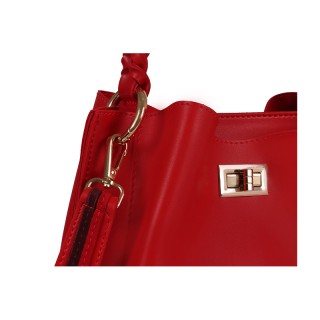 Γυναικεία Τσάντα Χειρός με Πλεκτό Χερούλι Χρώματος Κόκκινο Beverly ...