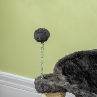 Ξύσιμο πόλος γάτας PawHut με βελούδινη αιώρα, Ξύλινη βάση με παιχνι... Ξύσιμο πόλος γάτας PawHut με βελούδινη αιώρα, Ξύλινη βάση με παιχνι...