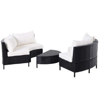 Έπιπλα κήπου Outsunny σε μαύρο ρατάν με λευκά μαξιλάρια, σετ 5 τεμα... Έπιπλα κήπου Outsunny σε μαύρο ρατάν με λευκά μαξιλάρια, σετ 5 τεμα...