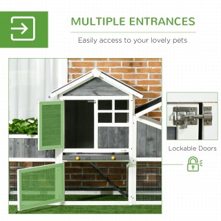 PawHut Prefab Ξύλινο κοτέτσι με ανοιχτό χώρο, κοτέτσι και φωλιά βρε...