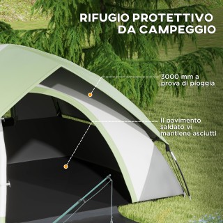 Σκηνή Camping 3 Ατόμων Outsunny με Διχτυωτό Παράθυρο, από πολυεστέρ...