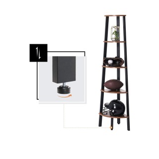 Γωνιακή Μεταλλική Ραφιέρα με 5 Ξύλινα Ράφια 34 x 34 x 159 cm VASAGL...